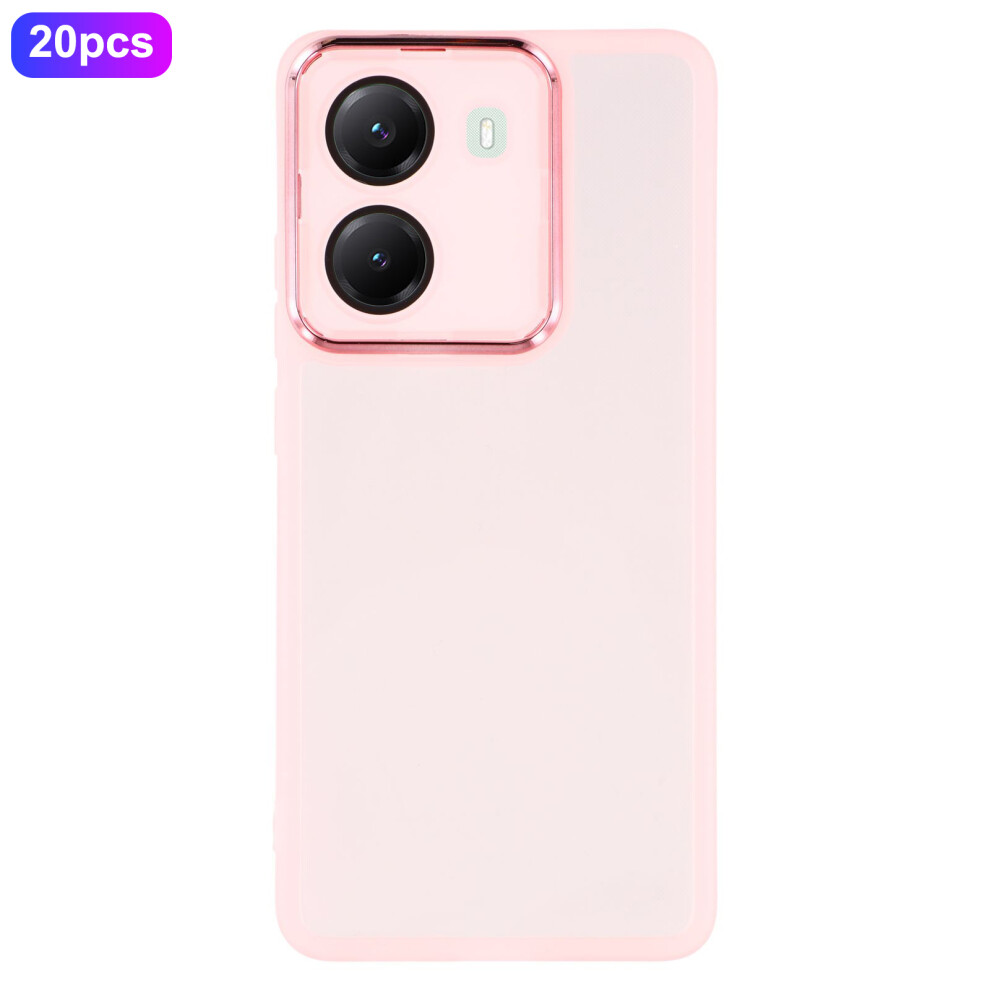 (Transparent ) Bulk Purchasing 20Pcs For Xiaomi Poco X7 Pro 5G Case Electroplated Camera Frame Tpu Phone Cover Precise Cutouts Pink 6914291547158