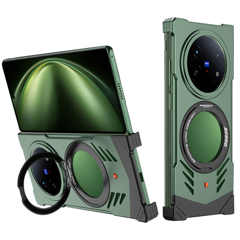 (Green) Dyong For Vivo X Fold5 5G Metal Case Frameless Hollow Heat Dissipation Phone Cover With Kickstand Green 6914297185750