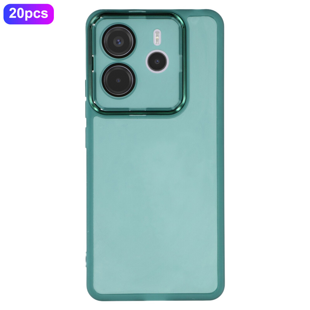 (Transparent ) Bulk Purchasing 20Pcs For Xiaomi Redmi Note 14 4G (164.84Mm) Case Electroplated Camera Frame Tpu Phone Cover Precise Cutouts Green 6914293944634