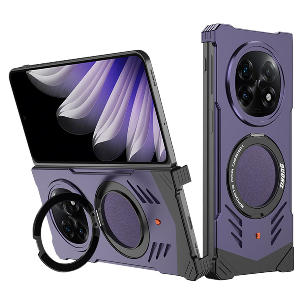 (Purple) Dyong For Oppo Find N5 5G Metal Case Frameless Hollow Heat Dissipation Phone Cover With Kickstand Purple 6914294258433