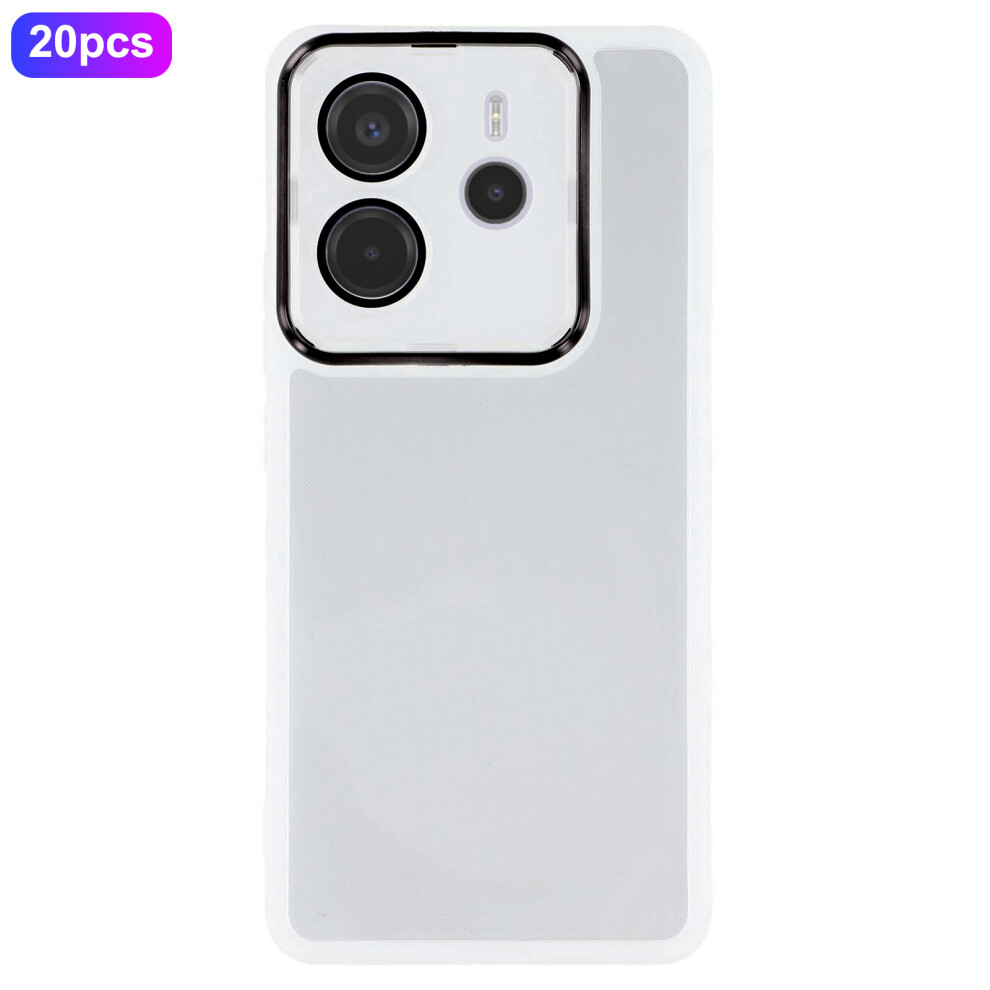 (Transparent ) Bulk Purchasing 20Pcs For Xiaomi Redmi Note 14 4G (164.84Mm) Case Electroplated Camera Frame Tpu Phone Cover Precise Cutouts White 6914297905587