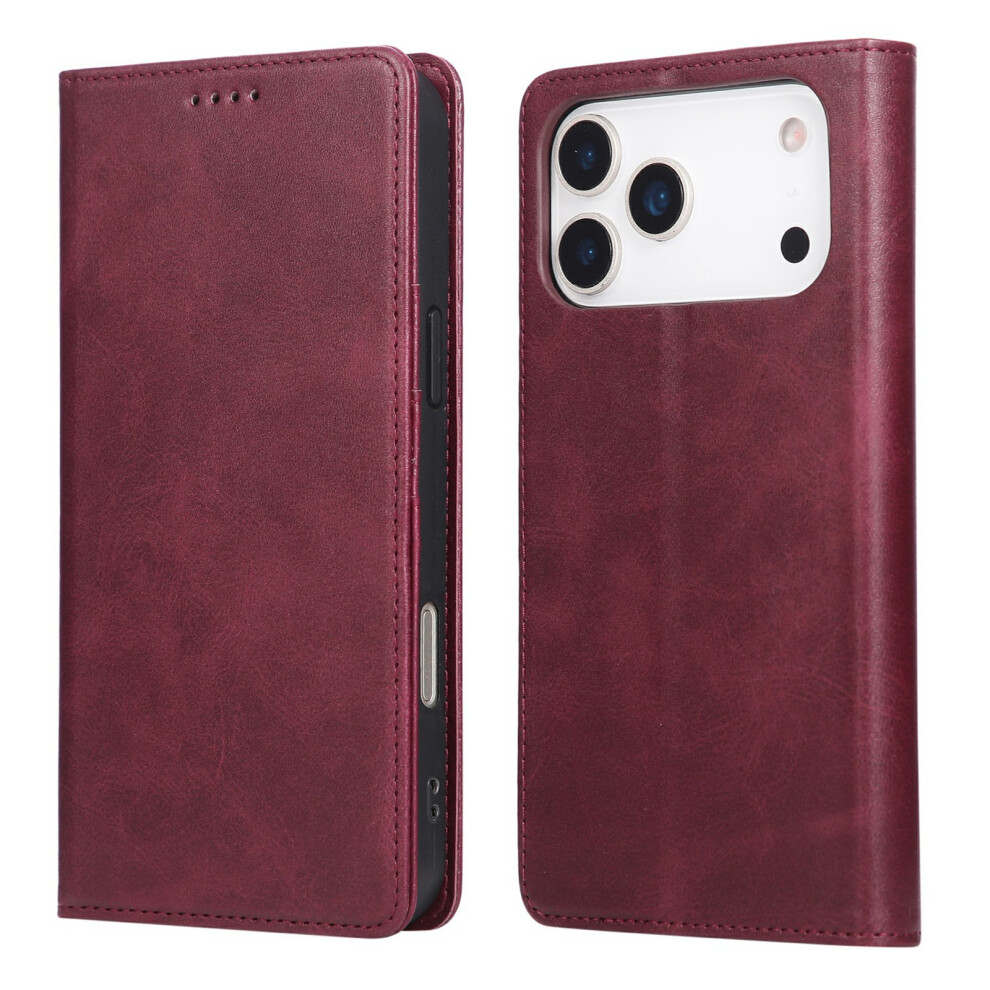 (Wine ) For Iphone 17 Pro Max Case Rfid Blocking Pu Leather Phone Wallet Cover Red 6914293213600