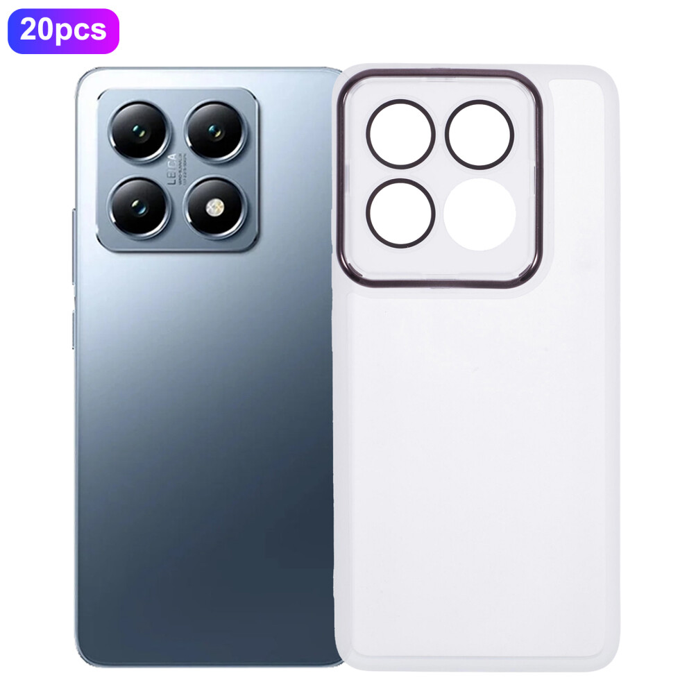 (Transparent ) Bulk Purchasing 20Pcs For Xiaomi 14T Pro Case Electroplated Camera Frame Tpu Phone Cover Precise Cutouts White 6914292542701