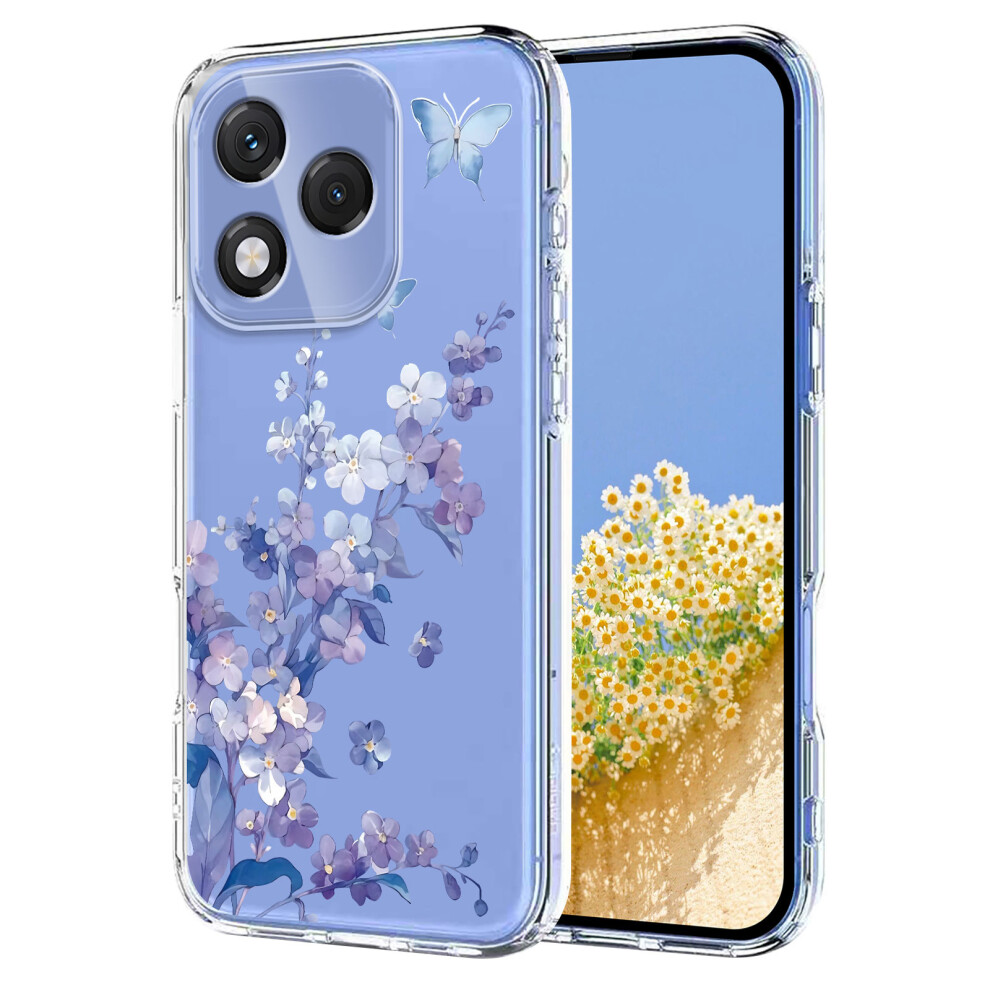 (Violets) For Honor 400 Lite 5G Case Butterfly Floral Pattern Printing Tpu Phone Back Cover 6914295187480