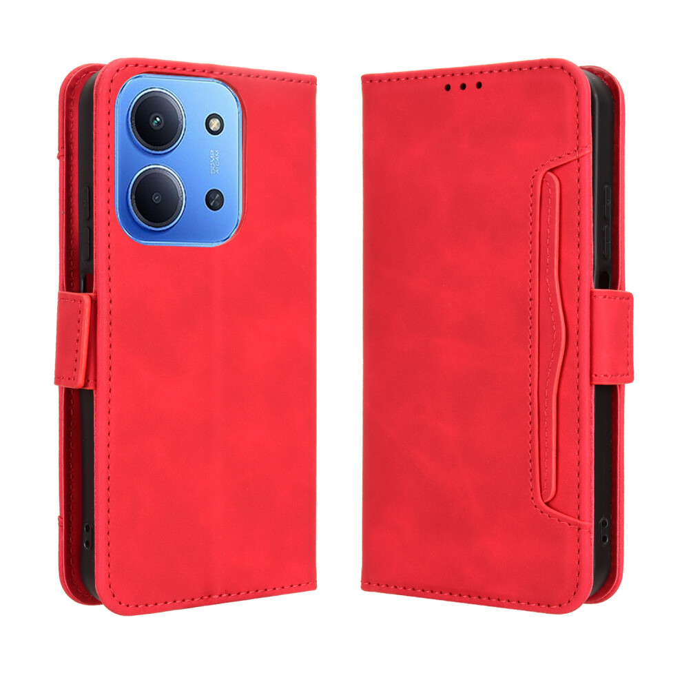 (Red) For Xiaomi Mi 15C 4G (Global) (171Mm) / Poco C85 4G (171Mm) Leather Case Phone Wallet Cover With Multiple Card Slots Red 6914298124055