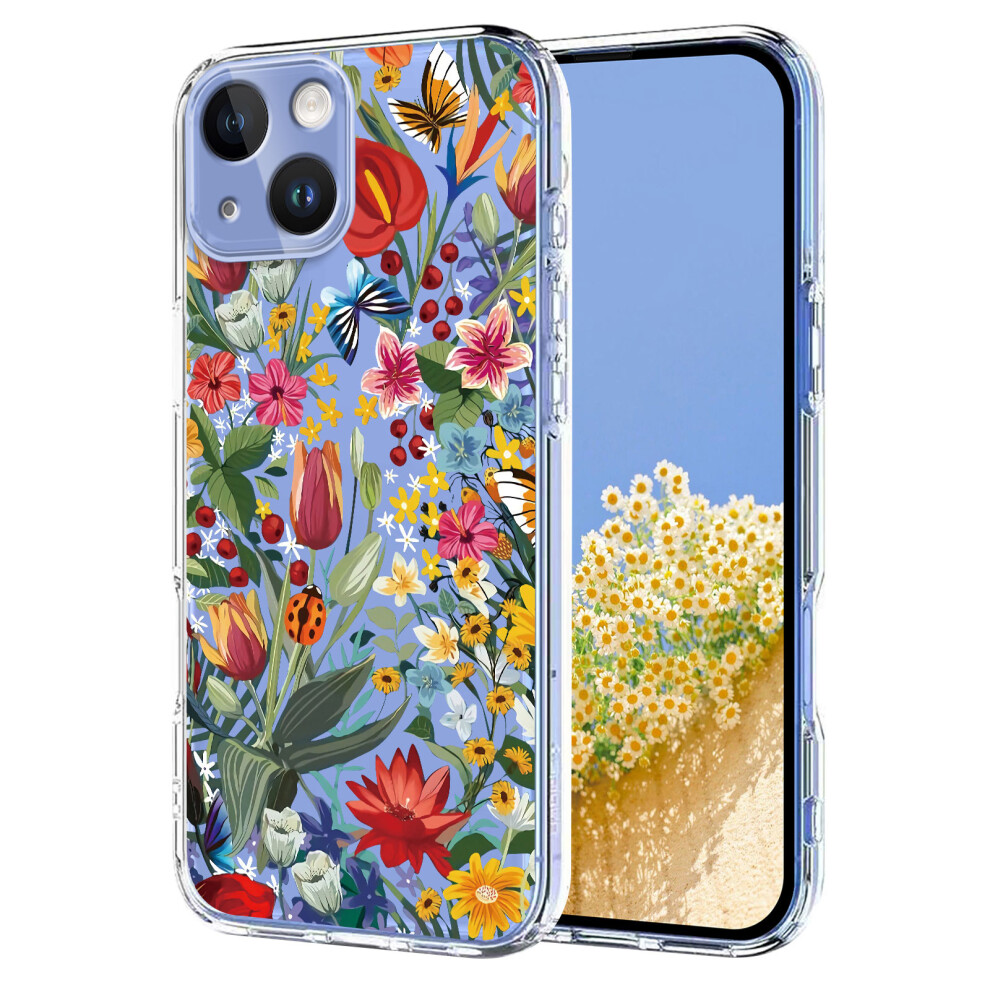 (Lilies) For Iphone 15 Case Butterfly Floral Pattern Printing Tpu Phone Back Cover 6914295103473