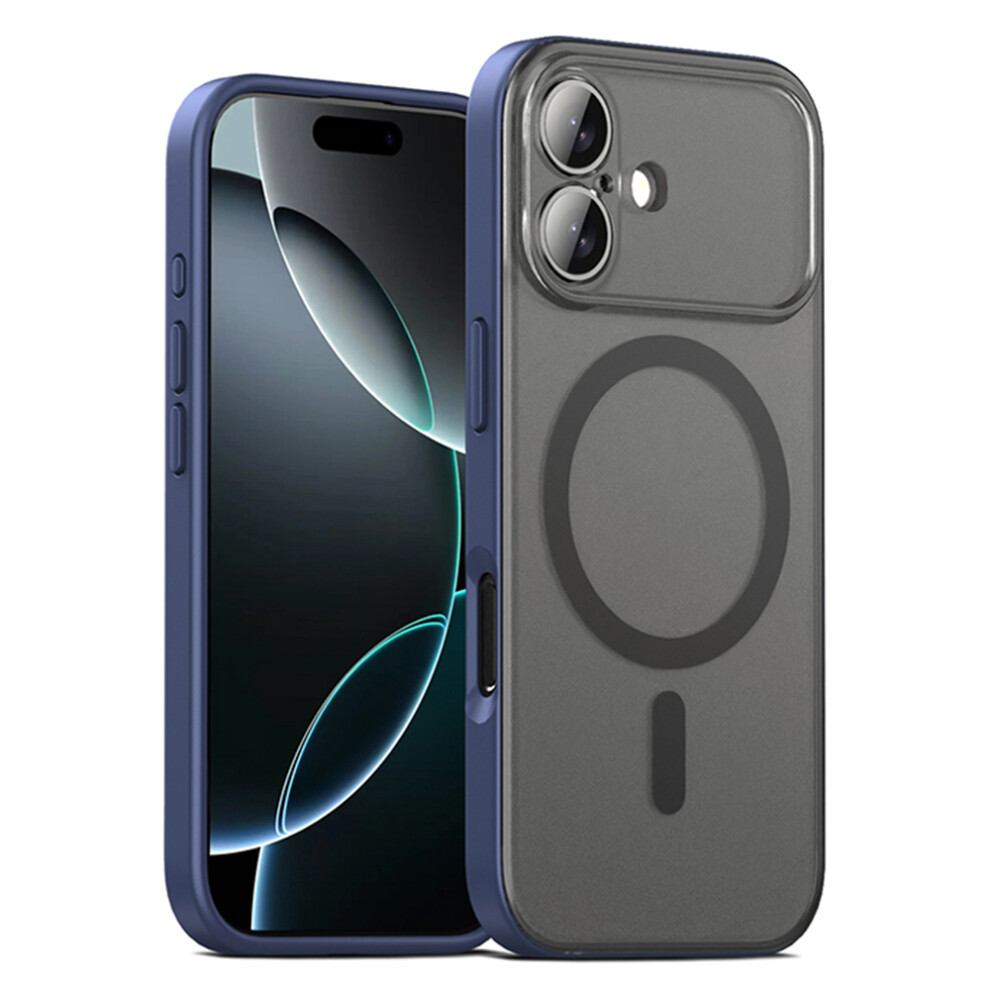 (Blue) Ipaky For Iphone 17 Magnetic Case Shockproof Pc + Tpu Matte Phone Cover Blue 6914295800051