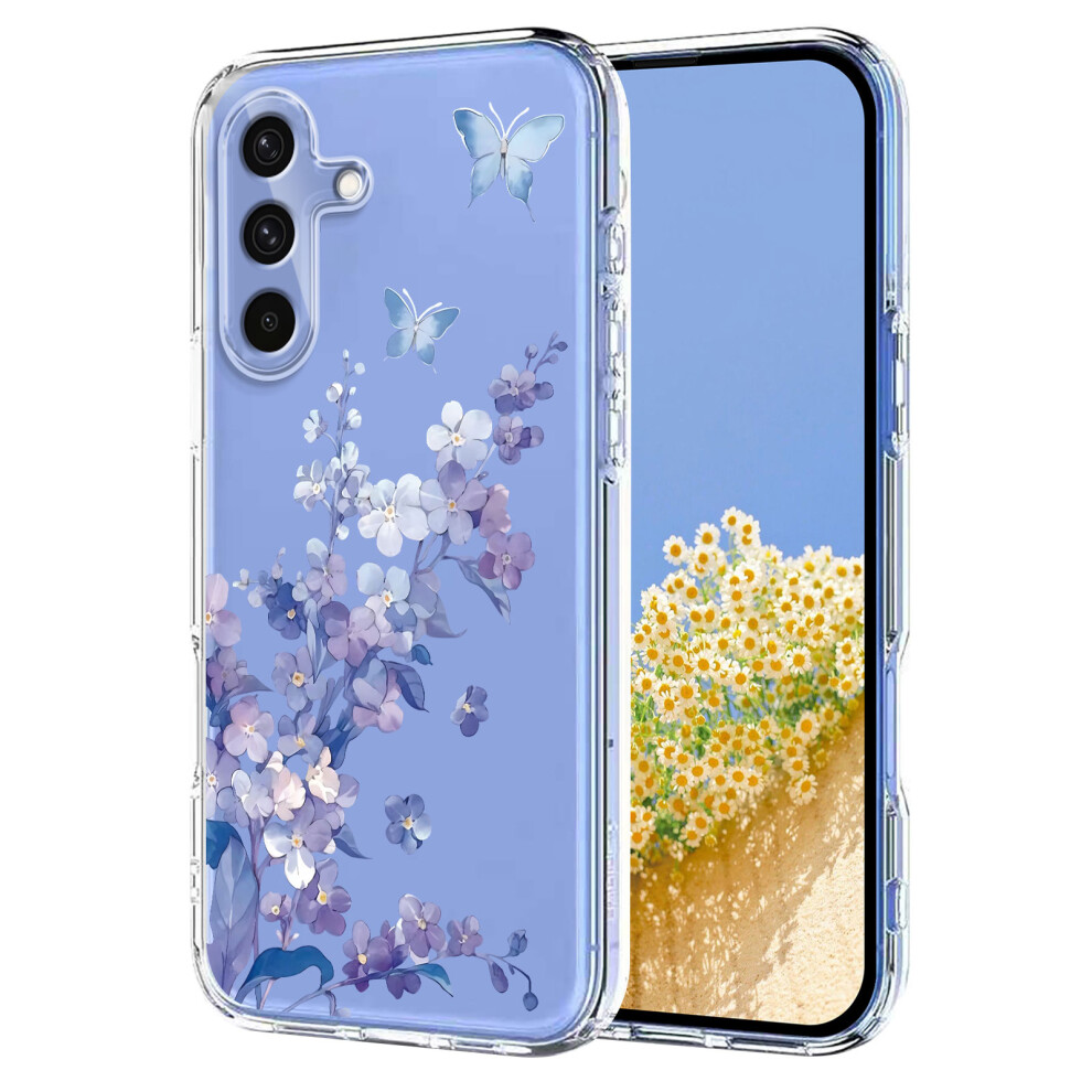 (Violets) For Samsung Galaxy A36 5G Case Butterfly Floral Pattern Printing Tpu Phone Back Cover 6914293246981