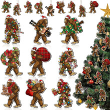 Décorations de Noël Cailmei en bois peint, motif Sasquatch, sapin de Noël, Gigantorilla, marron, taille unique
