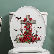 Halloween megtakarítások! Avtoify Halloween dekorációk, Halloween dekoratív falmatricák, feszület, rózsa dizájn, WC-hez, otthoni