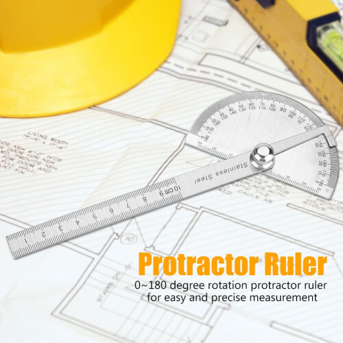 Stainless Steel Protractor Arm 0-180 Degree Angle Finder 2