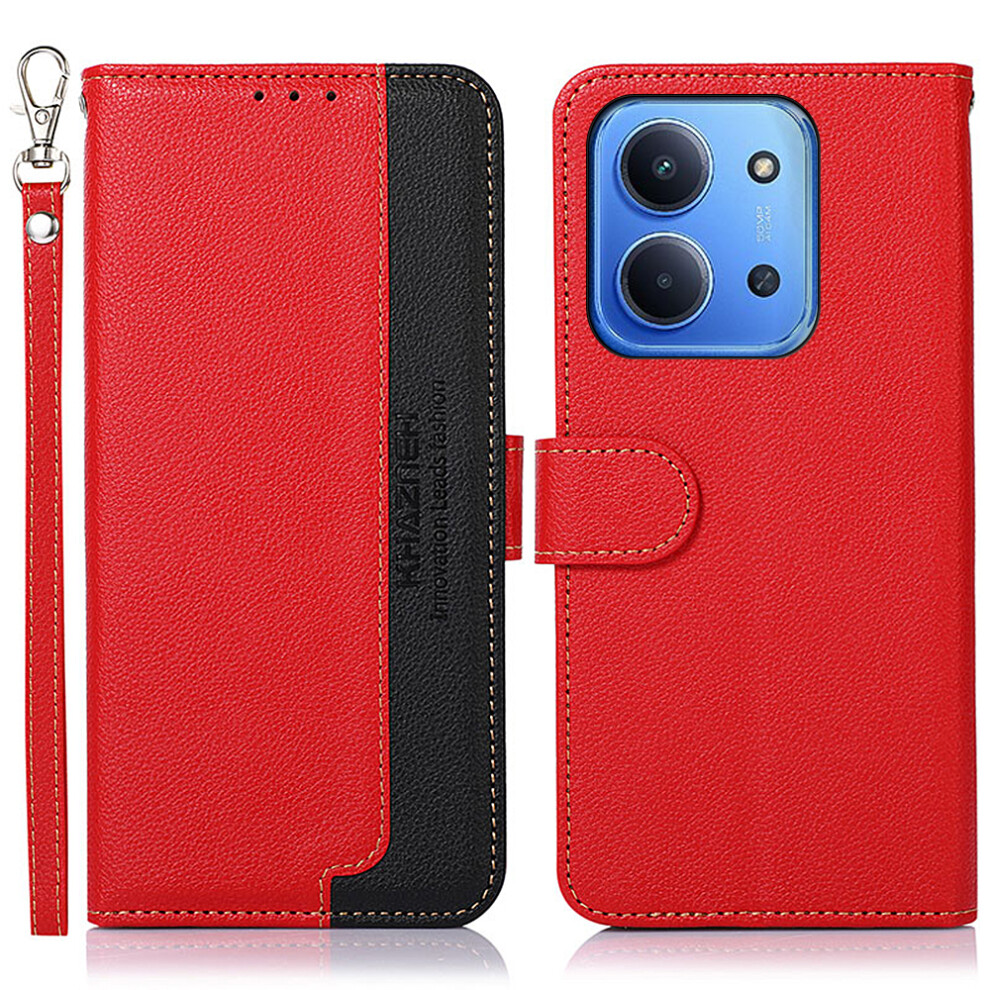 (Red) Khazneh For Xiaomi Mi 15C 4G (Global) (171Mm) / Poco C85 4G (171Mm) Case Rfid Blocking Wallet Pu Leather Phone Cover With Strap Red 6914298765029