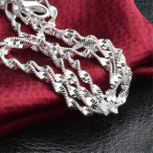 Collier ondulé en corde argentée double torsadée, 2 mm, 40-60 cm 1