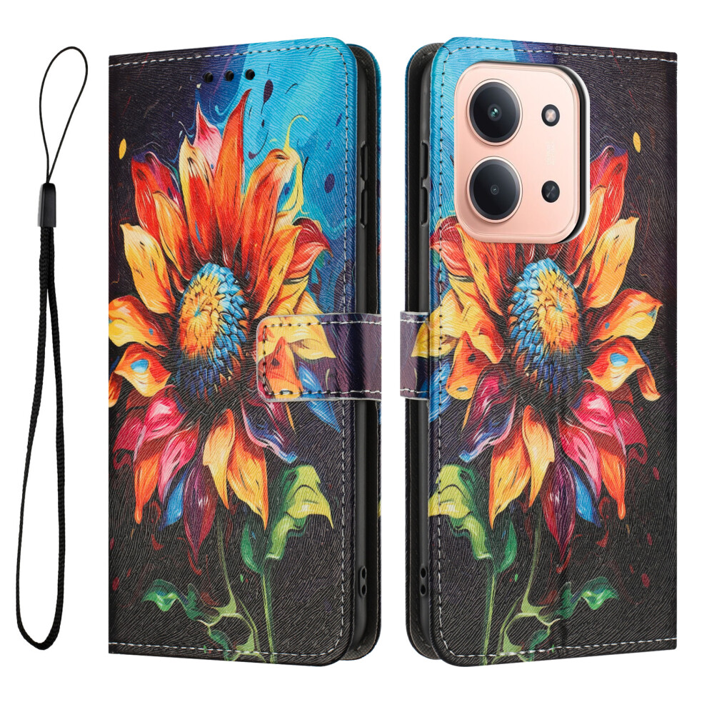 (Sunflower) For Xiaomi Redmi 15C 4G (Global) (171Mm) / Poco C85 4G (171Mm) Wallet Case Pattern Printing Pu Leather Cover With Lanyard 6914295948128
