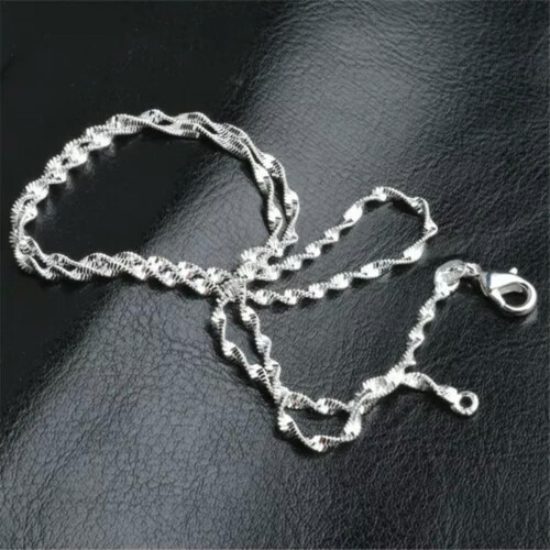 Collier ondulé en corde argentée double torsadée, 2 mm, 40-60 cm 2