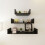 Black MDF U-Shaped Wall Shelf Book DVD Storage 3 2