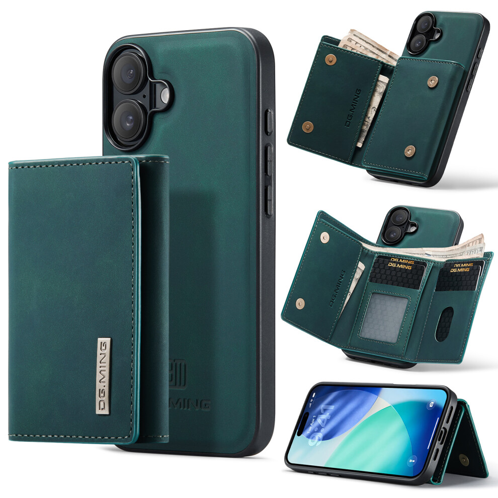 (Green) Dg.ming M1 Series For Iphone 17 Case Kickstand Pu Phone Cover With Detachable Wallet Green 6914293900036