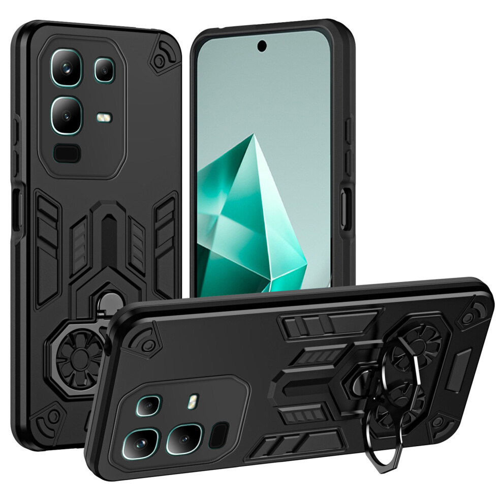 (Black) For Infinix Note 50X 5G Case Ring Holder Kickstand Pc + Tpu Shockproof Phone Cover Black 6914294539020
