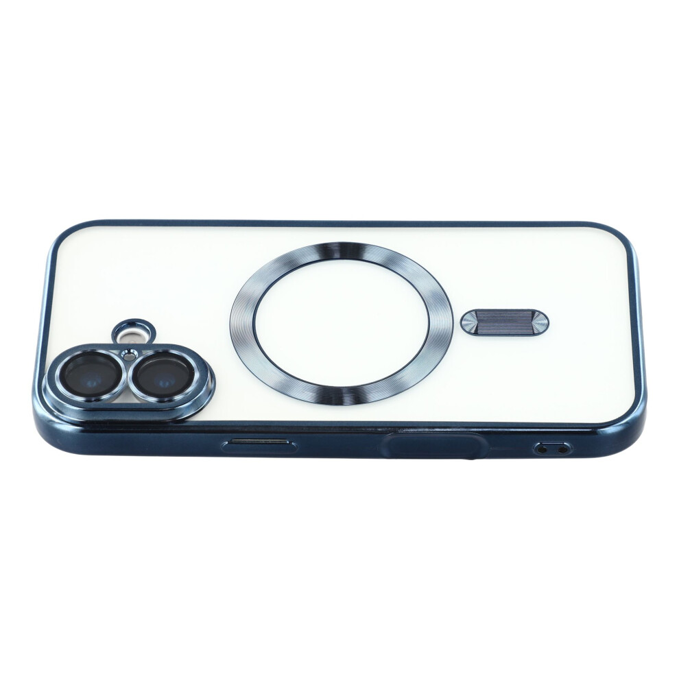 (Navy ) For Iphone 17 Case Compatible With Magsafe Electroplated Tpu Phone Cover With Lens Film Blue 6914296579123