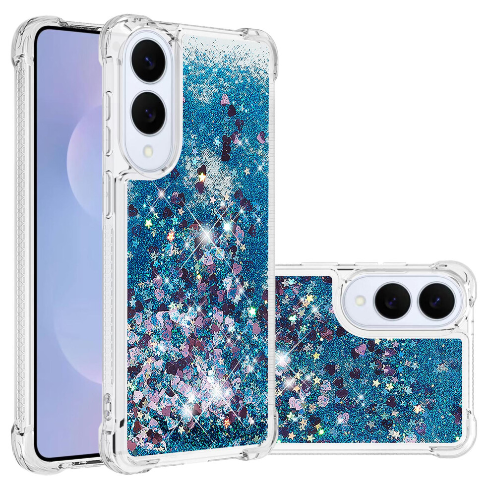 ( / Hearts) For Samsung Galaxy S25 Edge Tpu Case Glitter Quicksand Shockproof Phone Back Cover Blue 6914293347381