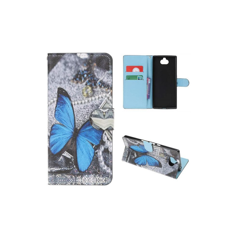 Wallet Case For Sony Xperia 10 Plus Butterfly Blue 962125203349