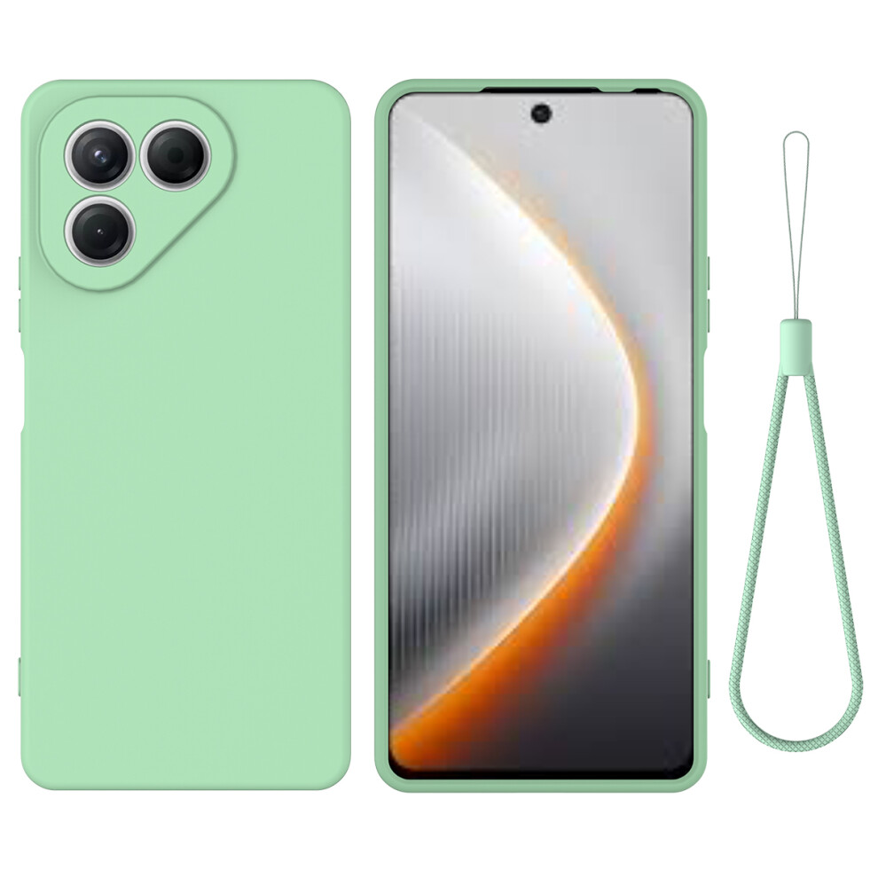 (Green) For Tecno Pova 7 4G Liquid Silicone Case Phone Back Cover With Hand Strap Green 6914298998533