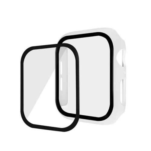 Capa protetora de vidro HAT PRINCE compatível com Apple Watch de 40 mm, branca.