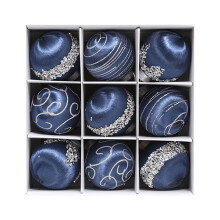 Christmas Ball Ornaments Blue 3.14 Inch 9 Pieces