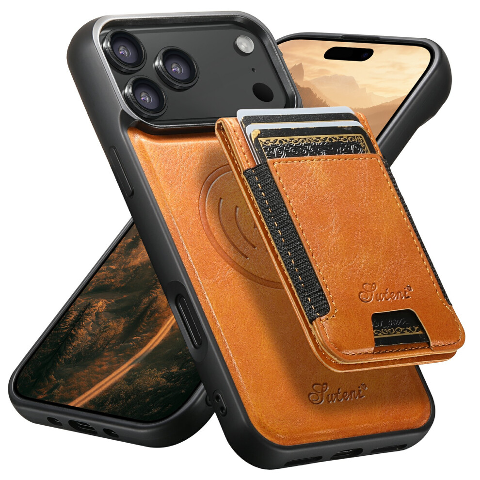 (Khaki) Suteni For Iphone 17 Pro Max Case Compatible With Magsafe Card Holder Kickstand Phone Cover 6914290278831