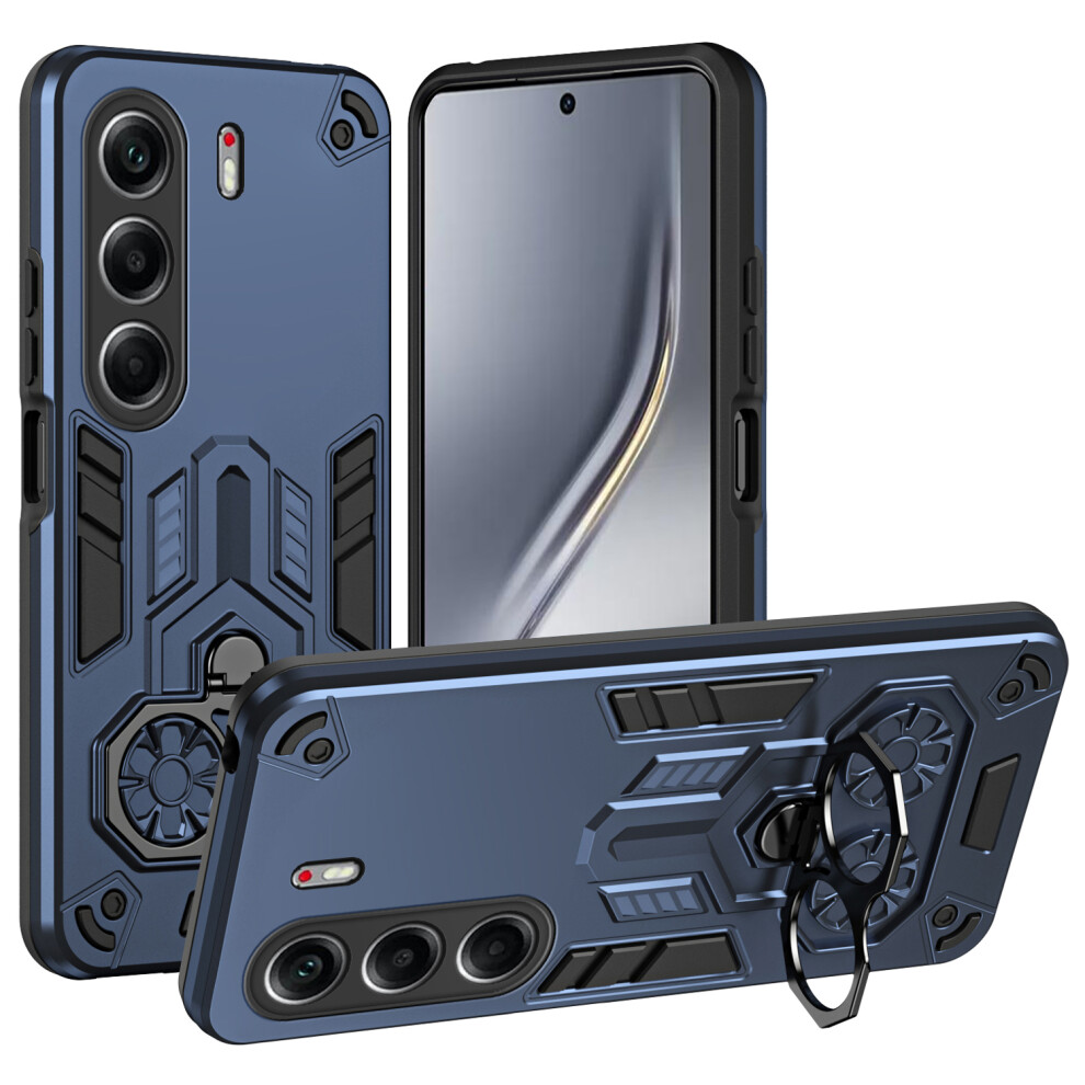 (Navy ) For Tecno Camon 40 4G Case Ring Holder Kickstand Pc + Tpu Shockproof Phone Cover Blue 6914294470002