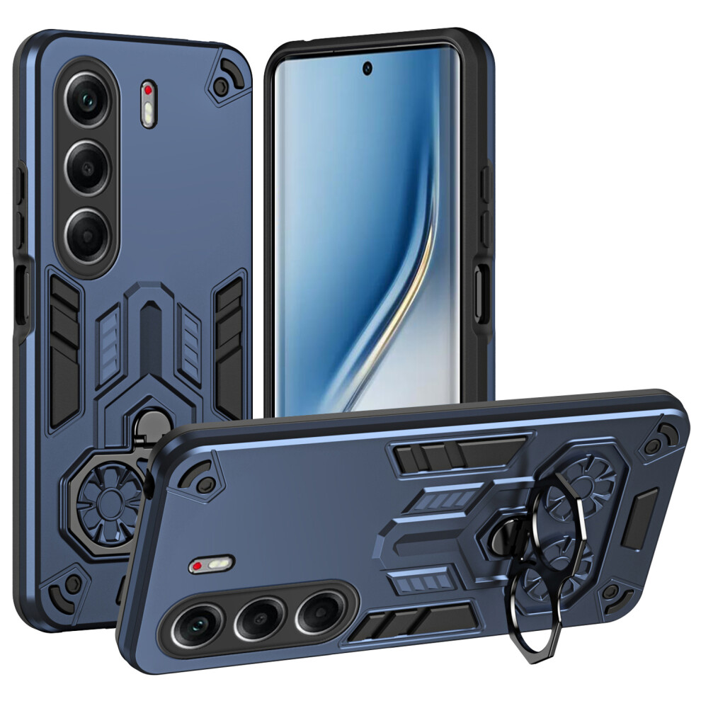(Navy ) For Tecno Camon 40 Pro 4G Case Ring Holder Kickstand Pc + Tpu Shockproof Phone Cover Blue 6914294739505