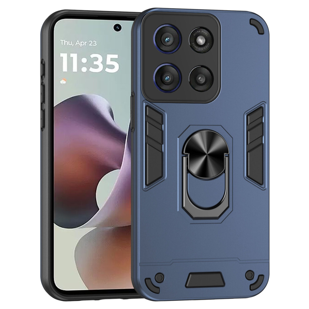 (Blue) For Motorola Moto G56 5G Case Pc + Tpu Drop Defend Phone Cover With Ring Kickstand Blue 6914291195304