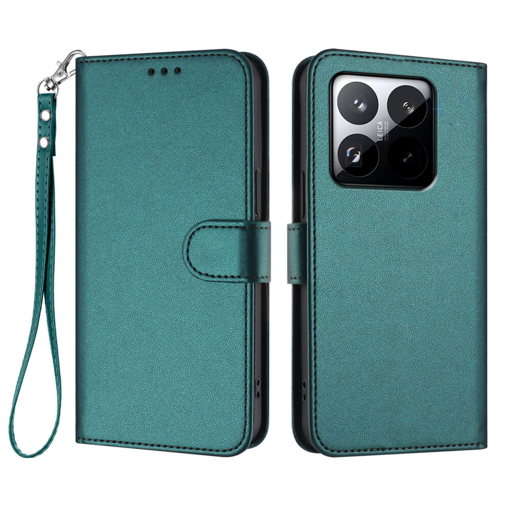 (Green) For Xiaomi 15T Leather Case Wallet Stand Phone Cover With Wrist Strap Green 6914297383170