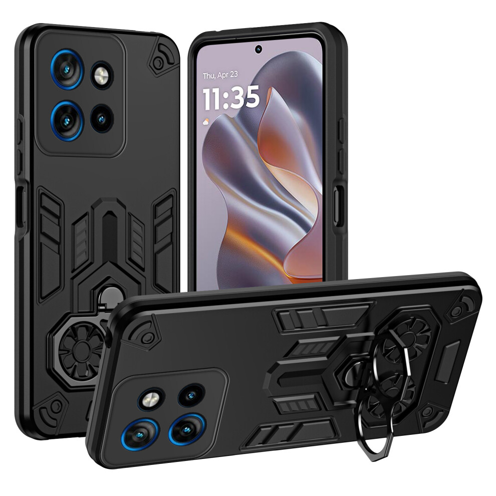 (Black) For Motorola Edge 60 Neo 5G / Edge 50 Neo 5G / Moto S50 5G / Thinkphone 25 5G Case Ring Holder Kickstand Pc + Tpu Shockproof Phone Black 6914290212828