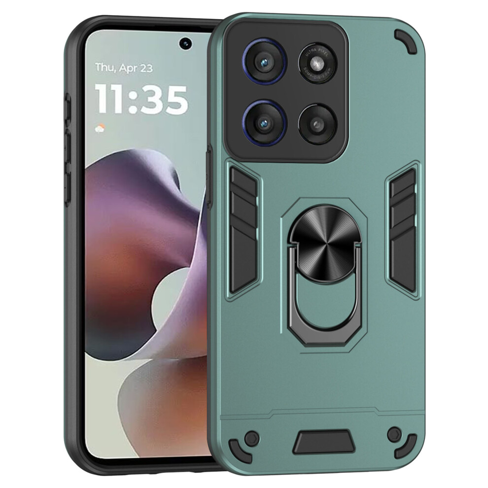 (Green) For Motorola Moto G56 5G Case Pc + Tpu Drop Defend Phone Cover With Ring Kickstand Green 6914298164518
