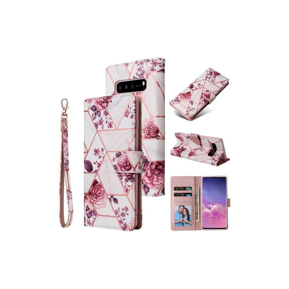 Samsung S10e Wallet Case Sparkle 4-Compartment Pink 962125191493