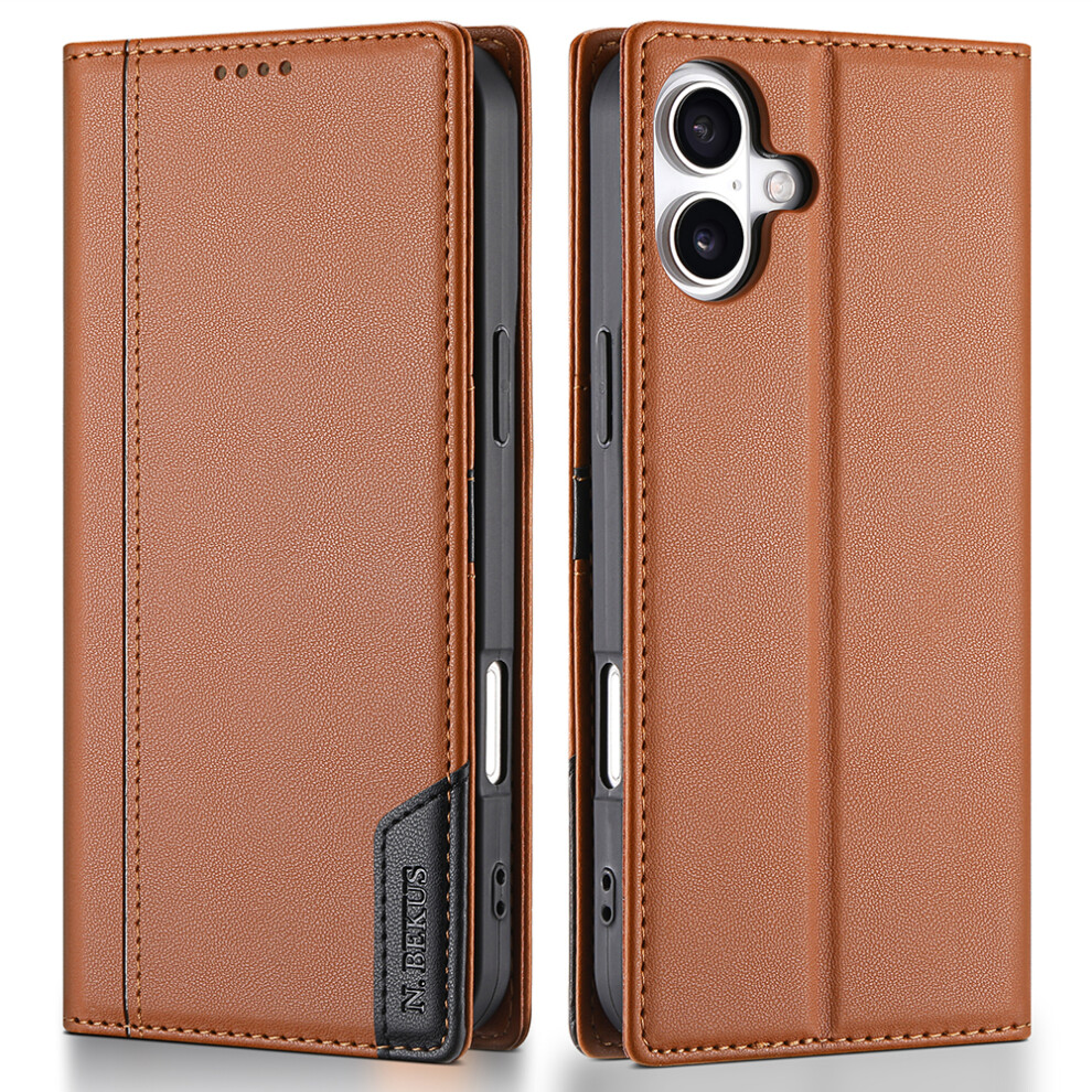 (Brown) N.bekus P3 For Iphone 17 Case Rfid Blocking Wallet Stand Pu Leather Flip Phone Cover Brown 6914290559954