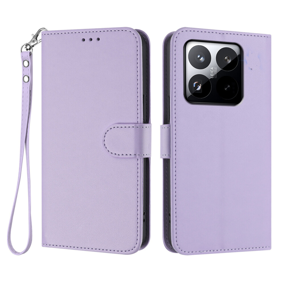 (Light ) For Xiaomi 15T Leather Case Wallet Stand Phone Cover With Wrist Strap Purple 6914292762970