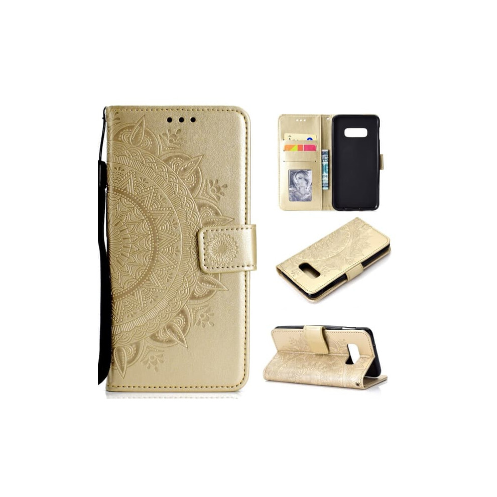 Samsung Galaxy S10e Mandala Wallet Case Gold 962125191486