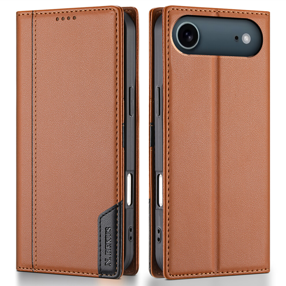 (Brown) N.bekus P3 For Iphone Air Case Rfid Blocking Wallet Stand Pu Leather Flip Phone Cover Brown 6914298577653
