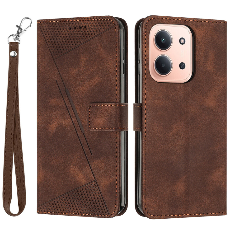 (Brown) For Xiaomi Redmi 15C 4G (Global) (171Mm) / Poco C85 4G (171Mm) Case Handbag Imprinted Triangle Leather Phone Cover Brown 6914292211270