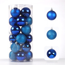 Sea Blue Shatterproof Christmas Ornaments 3cm 24 pcs