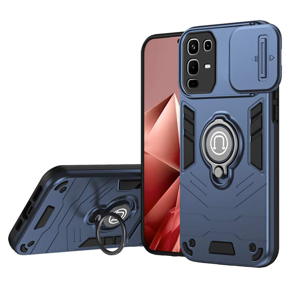 (Blue) For Infinix Note 50 4G Case Slide Camshield Kickstand Pc + Tpu Phone Cover Blue 6914291490454