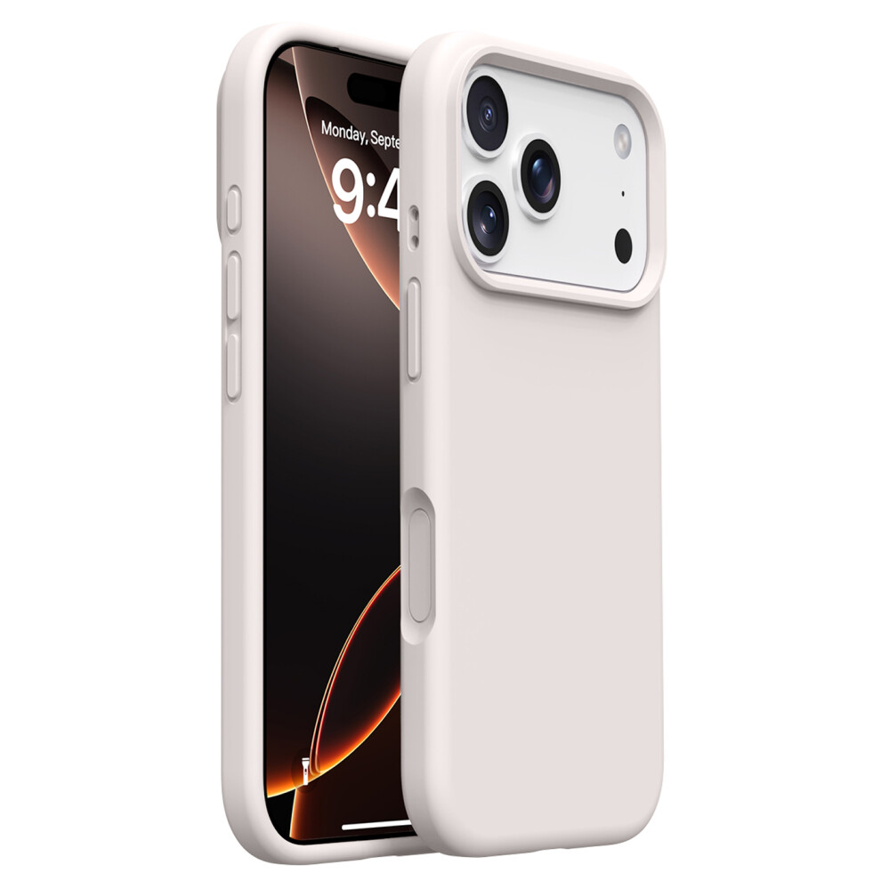 (Antique ) For Iphone 17 Pro Max Case Soft Microfiber Lining Liquid Silicone + Pc Phone Cover White 6914296888508