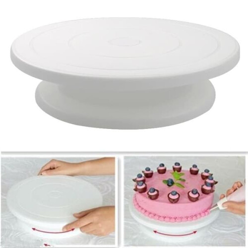 Cake Turntable White Rotating Baking Tool 1 Piece