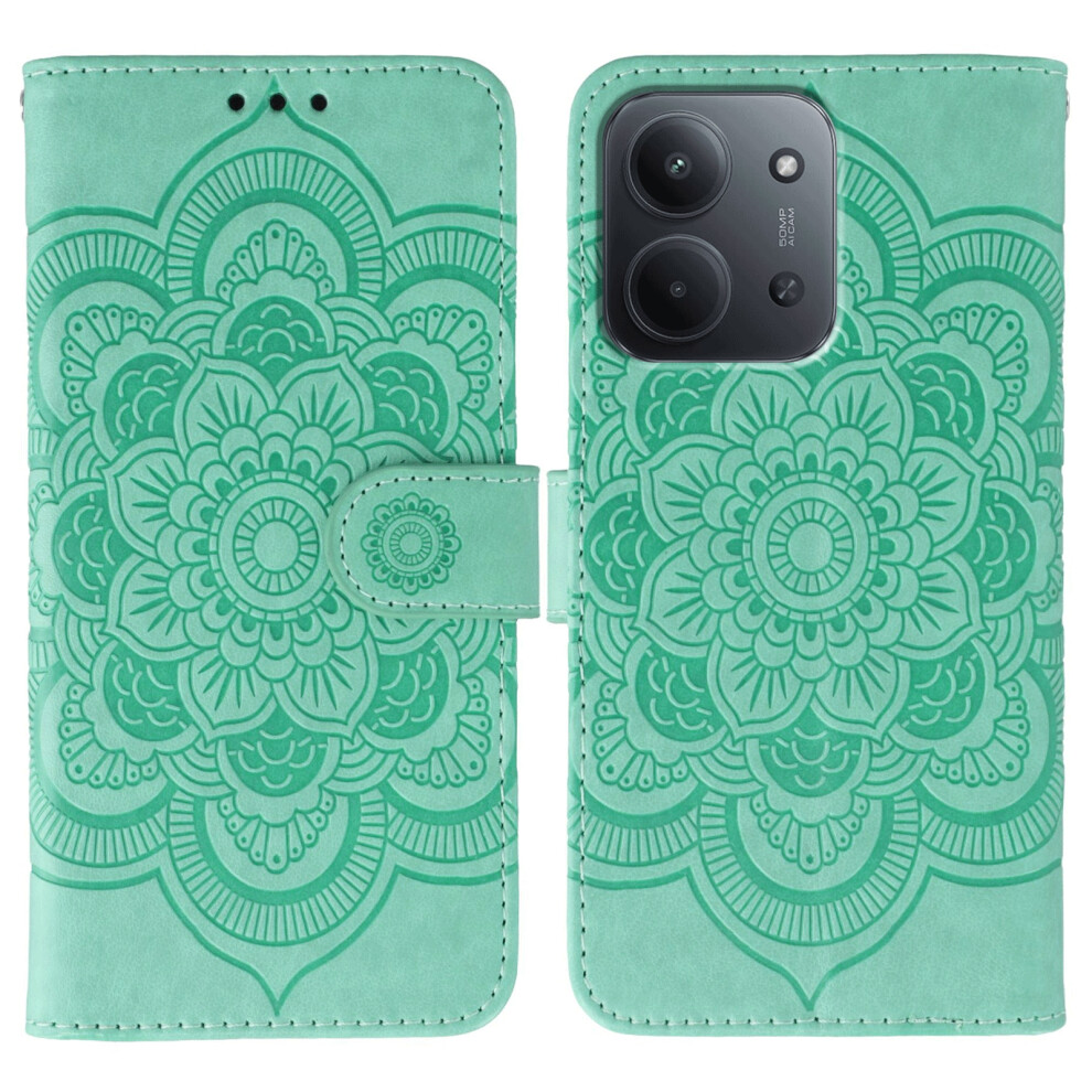 (Green) For Xiaomi Redmi 15C 4G (Global) (171Mm) / Poco C85 4G (171Mm) Case Pu Leather Mandala Imprinted Design Wallet Phone Cover Green 6914296741193