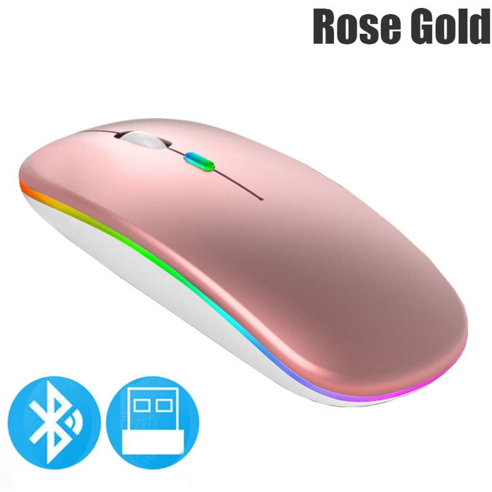 Wireless Bluetooth Mouse Usb Rechargeable Rgb 2.4Ghz 1600Dpi Light 972745803034