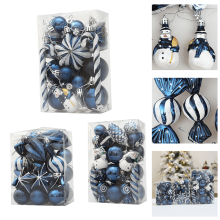 Christmas Ball Ornaments Blue Plated 29 Pieces