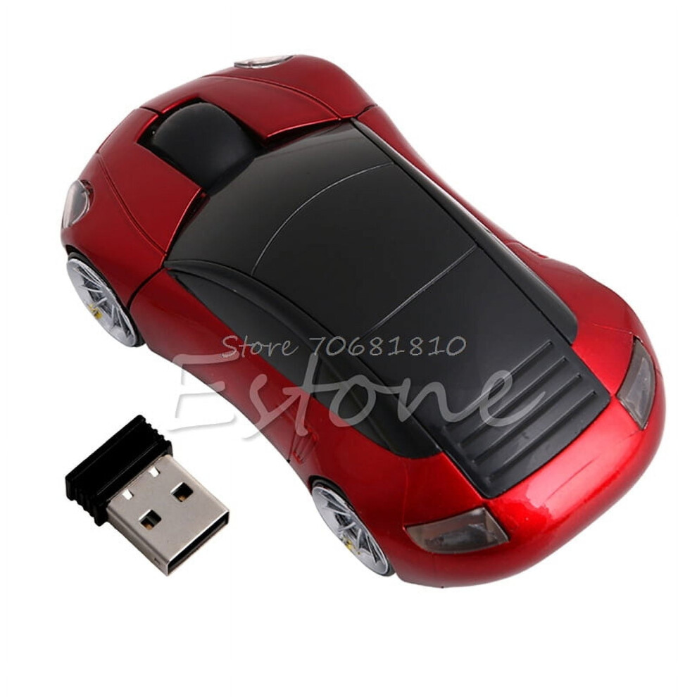 2.4Ghz Optical Wireless Mouse Car-Shaped Usb Receiver 972745801986