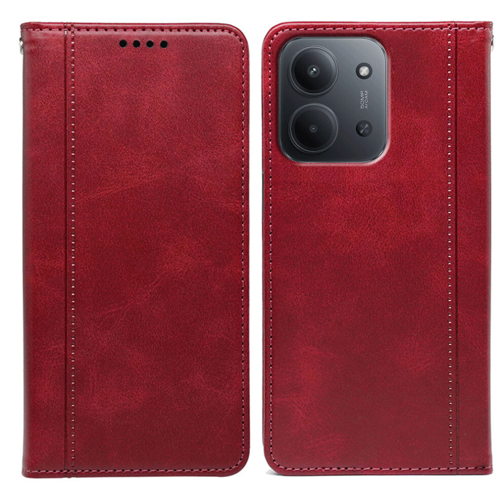 (Red) For Xiaomi Mi 15C 4G (Global) (171Mm) / Poco C85 4G (171Mm) Case Hidden Magnetic Closure Calf Texture Leather Phone Cover Red 6914291903428